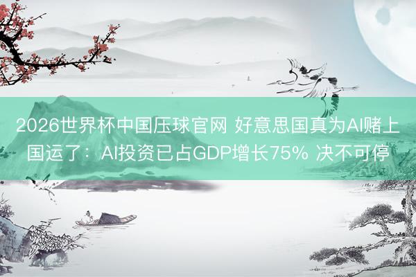 2026世界杯中国压球官网 好意思国真为AI赌上国运了：AI投资已占GDP增长75% 决不可停