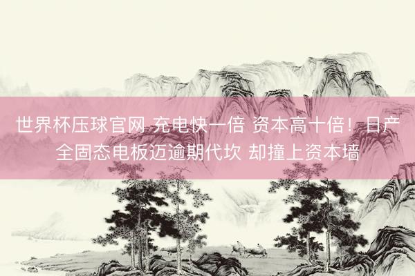 世界杯压球官网 充电快一倍 资本高十倍！日产全固态电板迈逾期代坎 却撞上资本墙