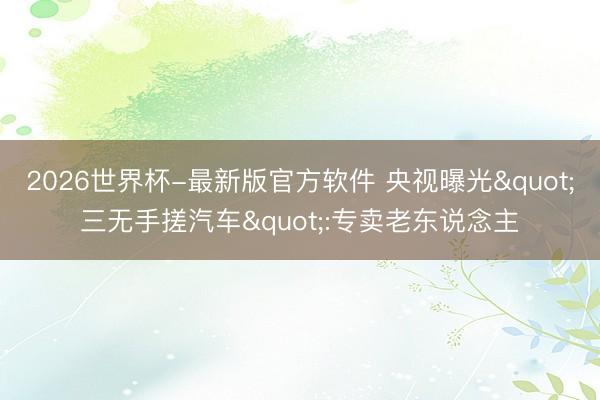 2026世界杯-最新版官方软件 央视曝光"三无手搓汽车":专卖老东说念主