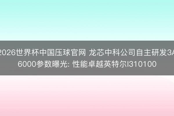 2026世界杯中国压球官网 龙芯中科公司自主研发3A6000参数曝光: 性能卓越英特尔I310100