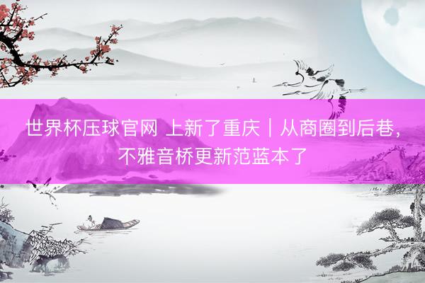 世界杯压球官网 上新了重庆｜从商圈到后巷，不雅音桥更新范蓝本了