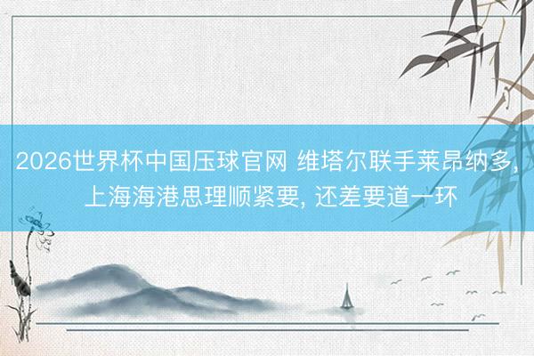 2026世界杯中国压球官网 维塔尔联手莱昂纳多， 上海海港思理顺紧要， 还差要道一环