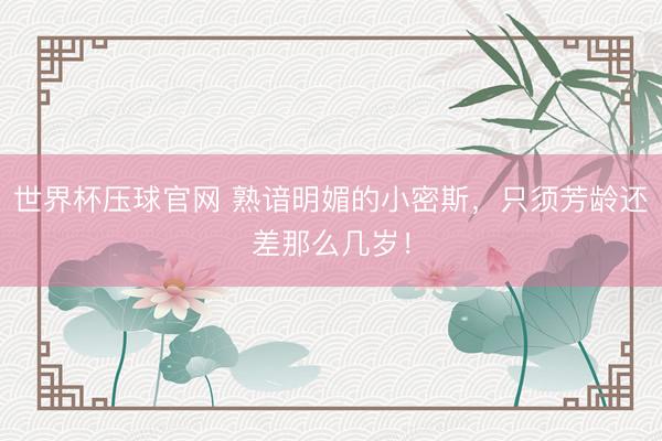 世界杯压球官网 熟谙明媚的小密斯，只须芳龄还差那么几岁！