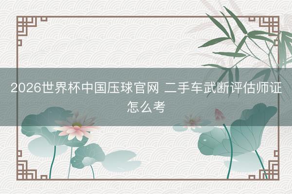 2026世界杯中国压球官网 二手车武断评估师证怎么考