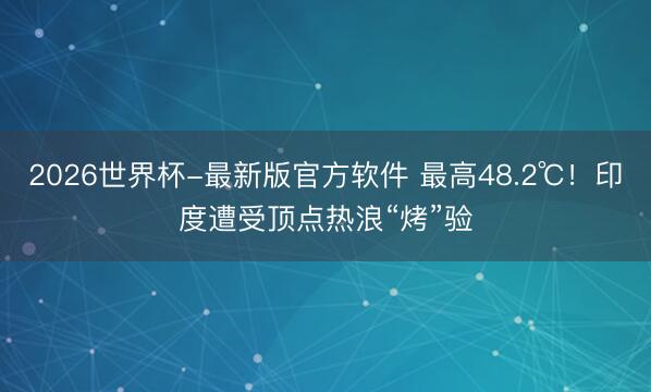 2026世界杯-最新版官方软件 最高48.2℃！印度遭受顶点热浪“烤”验