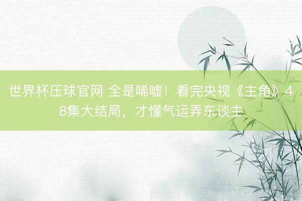 世界杯压球官网 全是唏嘘！看完央视《主角》48集大结局，才懂气运弄东谈主