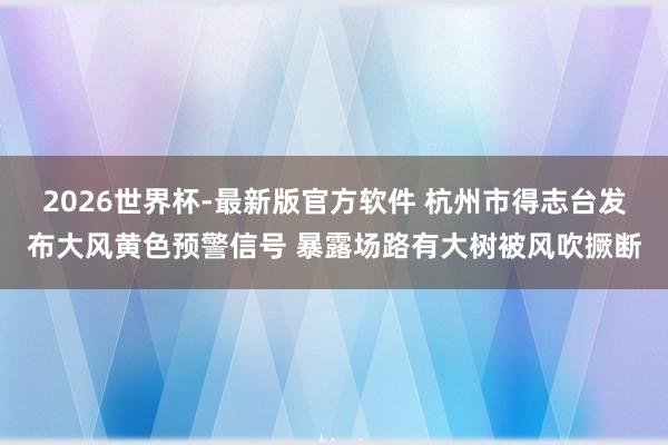 2026世界杯-最新版官方软件 杭州市得志台发布大风黄色预警信号 暴露场路有大树被风吹撅断