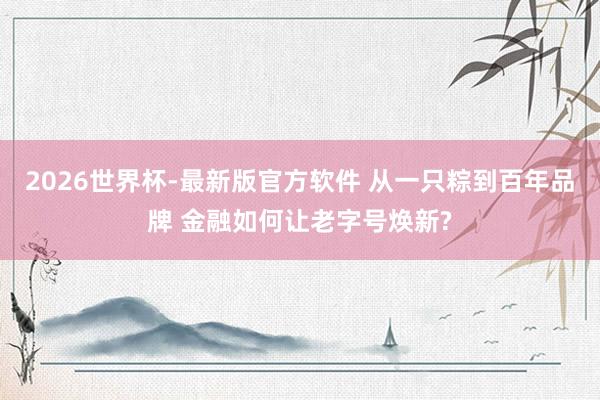 2026世界杯-最新版官方软件 从一只粽到百年品牌 金融如何让老字号焕新?